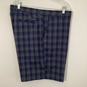 Chaps 78 Golf Shorts Men's 42 Blue Green Plaid Flat Front Lightweight